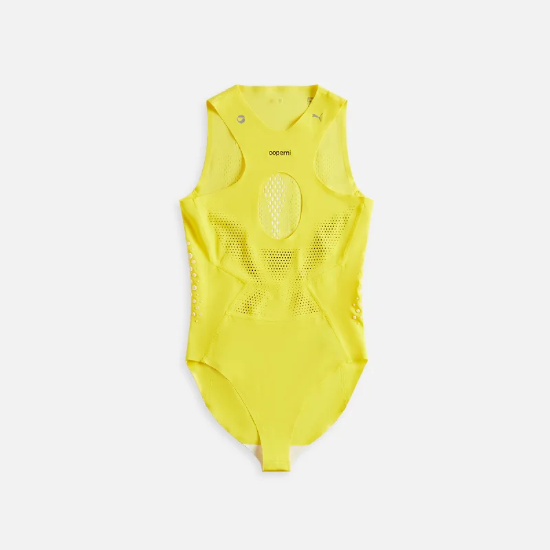 PUMA x Coperni Bodysuit - Yellow Fashionable Bodysuit with Pleats