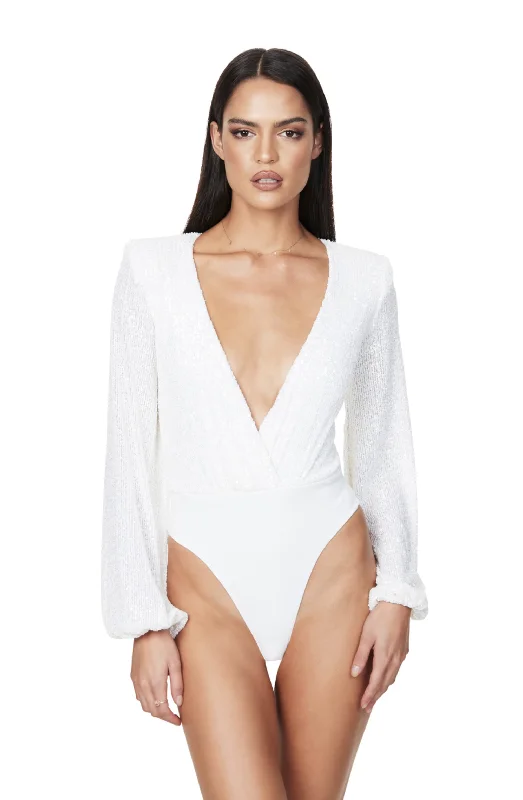 Gisele Bodysuit White by Nookie Fashionable Turtleneck Bodysuit