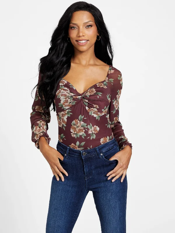 Nicole Floral Mesh Bodysuit Stylish Bodysuit with Lace Detail