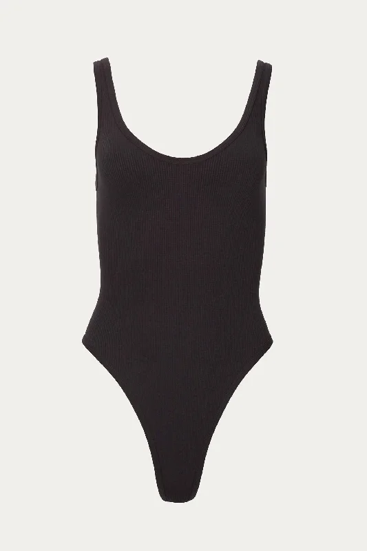 Ribbed Stretch-Modal Bodysuit In Black Stylish Bodysuit for Party