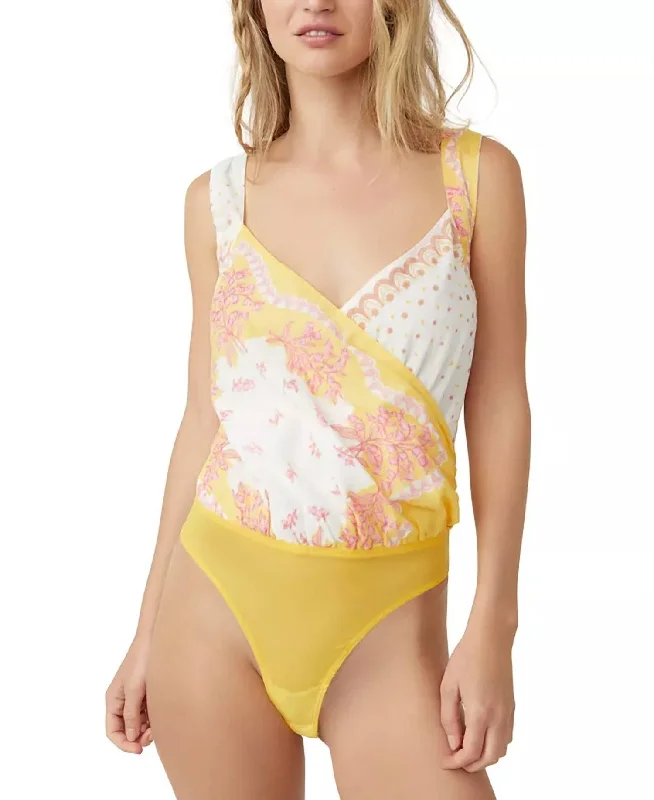 Sweet Thing Bodysuit In Marigold Combo Trendy Activewear Bodysuit