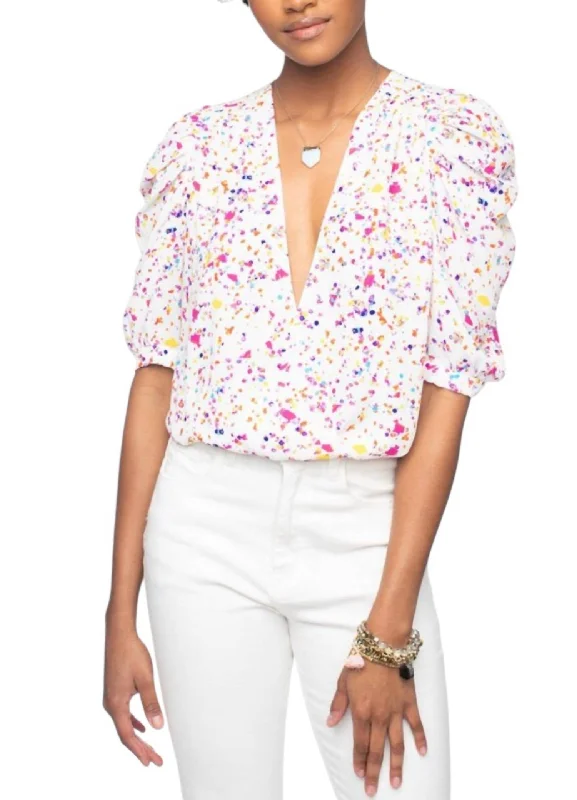 Vita Bodysuit In Confetti Chic Off-Shoulder Bodysuit