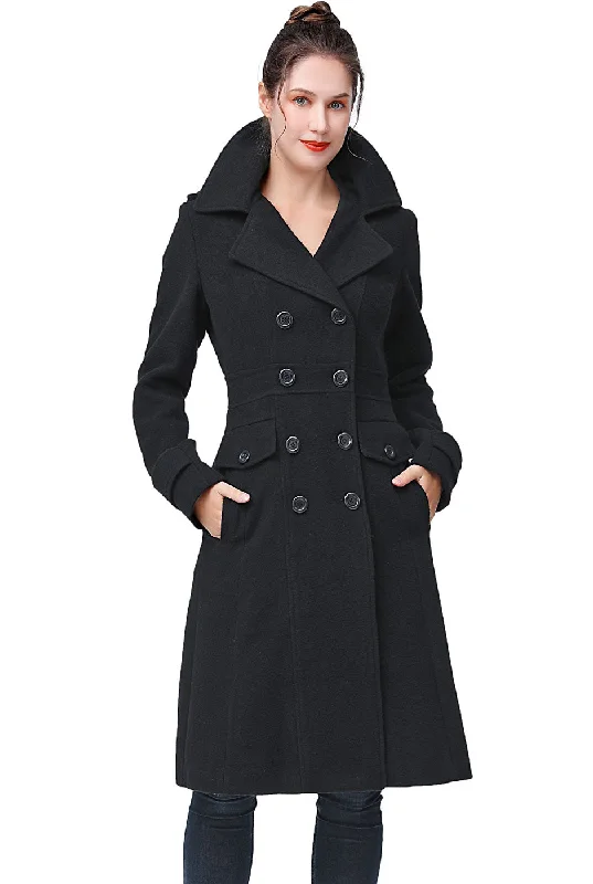 BGSD Women Ady Wool Pea Coat Draped Collar Cardigan