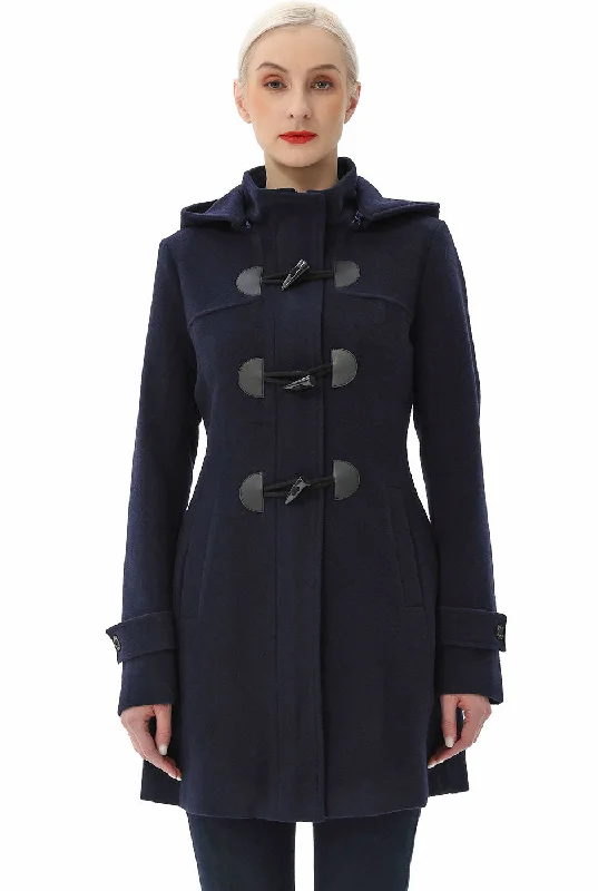 BGSD Women Ava Toggle Hooded Duffle Wool Coat Thick Layered Jacket