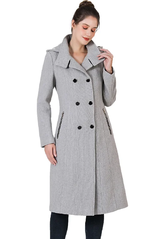 BGSD Women Ren Wool Stand Collar Walker Coat Elegant Satin Bolero