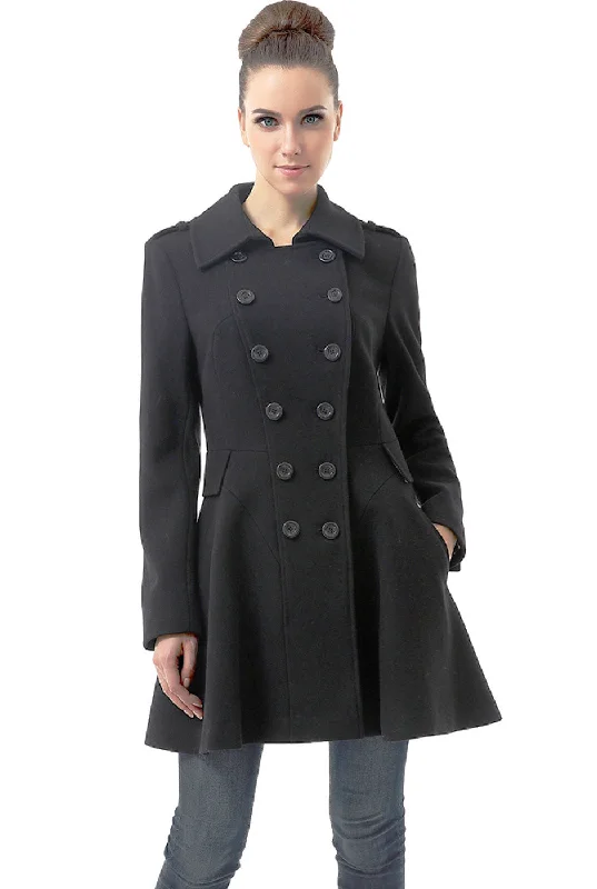 BGSD Women Emma Fit & Flare Wool Pea Coat Modern Asymmetric Coat