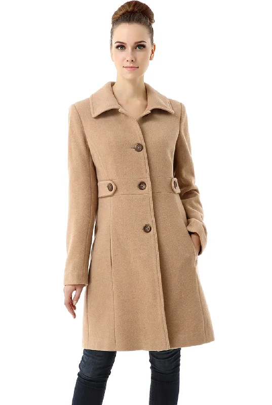 BGSD Women Heather Wool Walking Coat Cropped Fleece Jacket