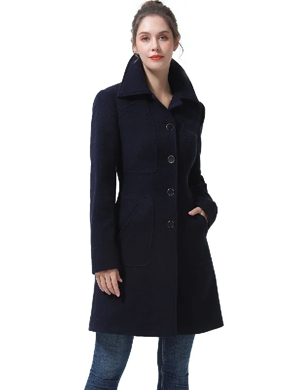 BGSD Women Kim Wool Walking Coat Adjustable Waist Parka