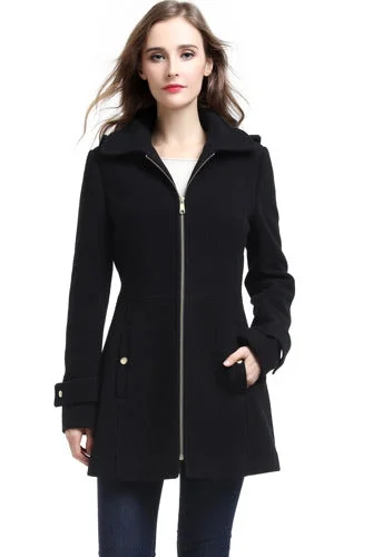 BGSD Women Lina Wool Hooded Parka Coat Belted Midi-Length Coat