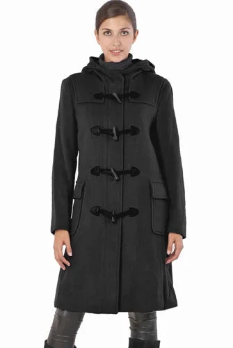 BGSD Women Lisa Wool Hooded Toggle Coat Draped Longline Jacket