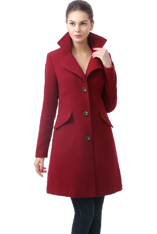 BGSD Women Sasha Wool Walking Coat Collared Pea Coat