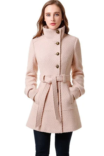 BGSD Women Wool Belted Walking Coat Soft Cashmere Wrap