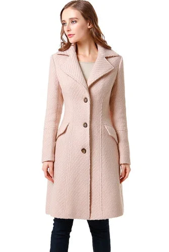 BGSD Women Wool Walking Coat Sleek Leather Jacket