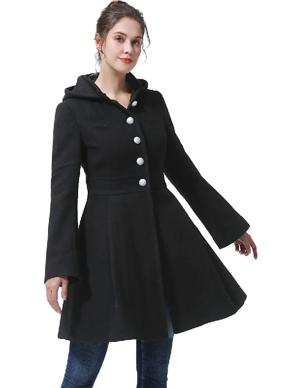 BGSD Women Zoe Fit & Flare Hooded Wool Coat Structured Wool Blazer