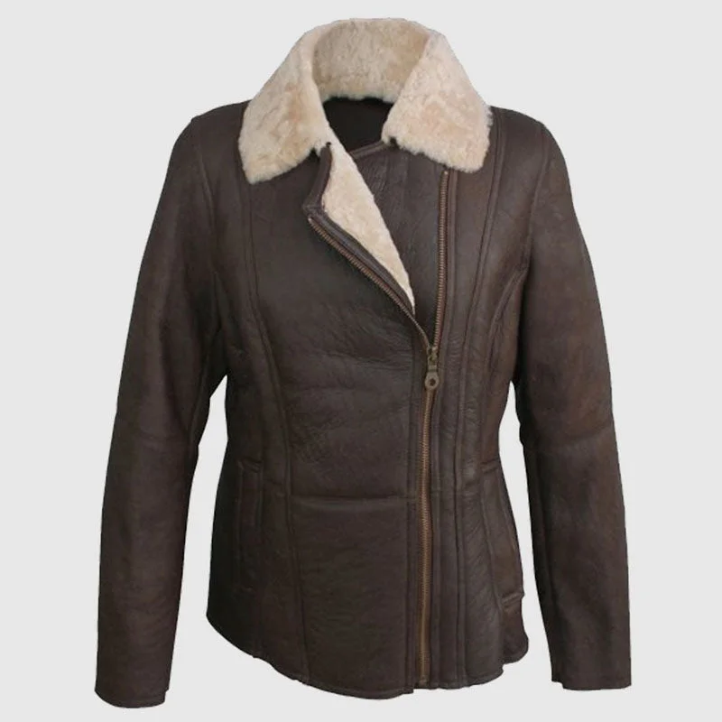 Buy Best Eastern Counties Leather Womens Celine Aviator Sheepskin Coat Lightweight Windbreaker