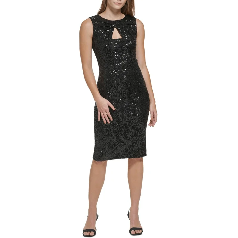 CALVIN KLEIN - Sequined Short Cocktail and Party Dress sweetheart Neckline Romantic