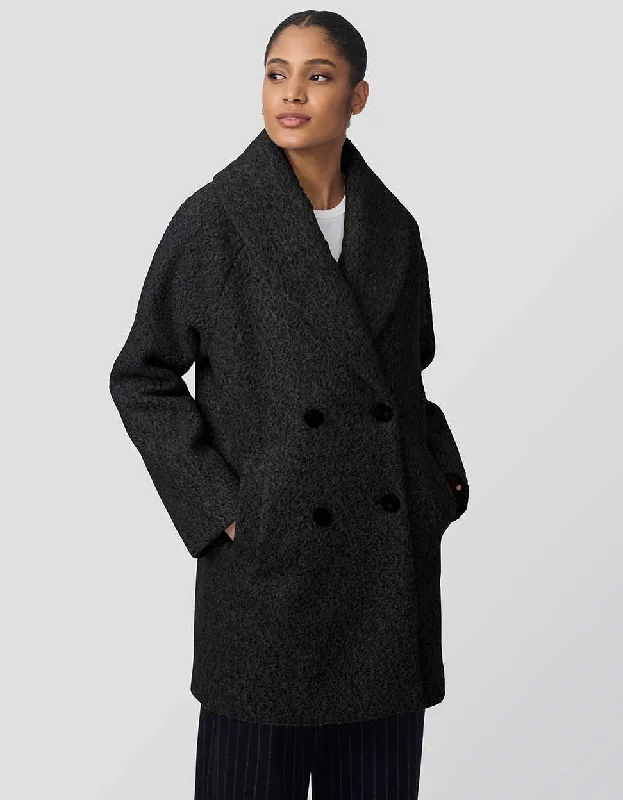 City Retreat Textured Bouclé Coat Luxe Faux Fur Coat