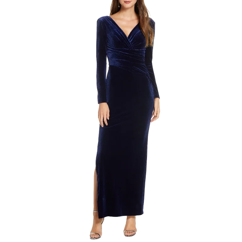 ELIZA J - Velvet Long  sleeves Evening Dress Tunics Mesh breathable