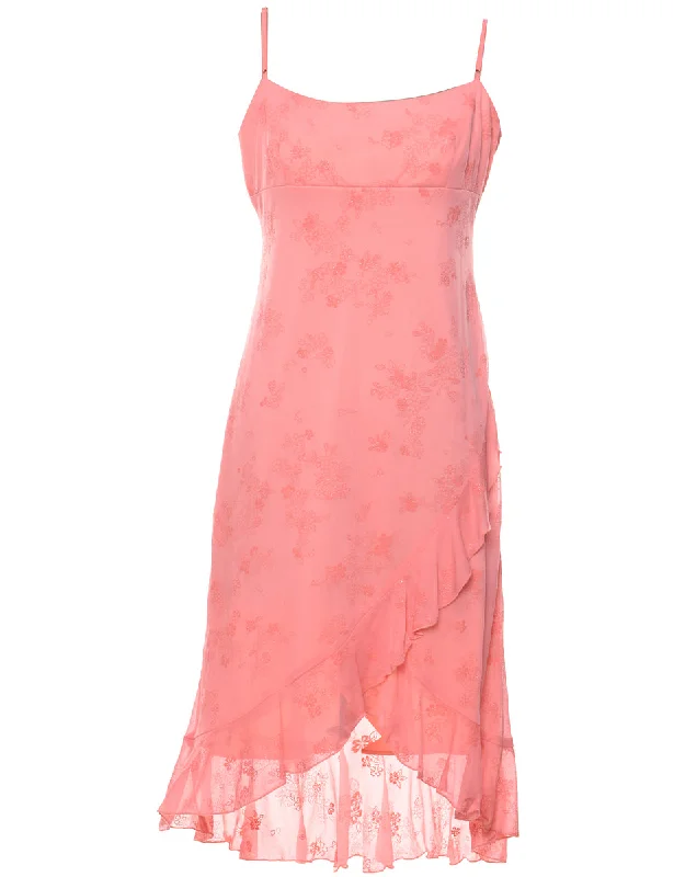 Floral Pattern Coral Y2K Strappy Evening Dress - XS Tunics Essential wardrobe