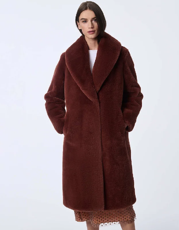 Haven Fur Coat Ruched Sleeve Blazer