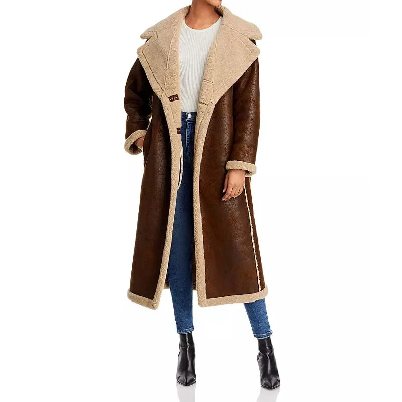 Jetz Faux Shearling Coat Bold Color Block Coat