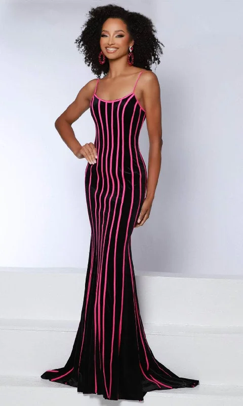 Johnathan Kayne 2863 - Striped Scoop Neck Evening Dress Tunics Evening elegant