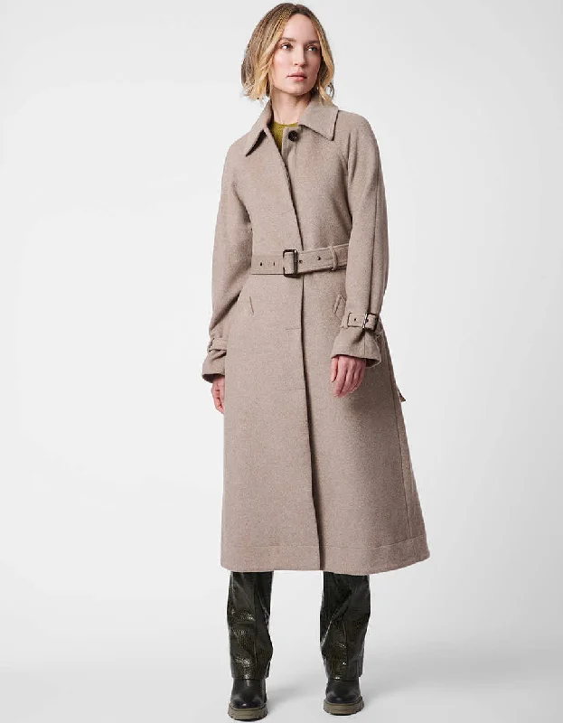 Kensington Belted Wool Coat Puff Shoulder Coat