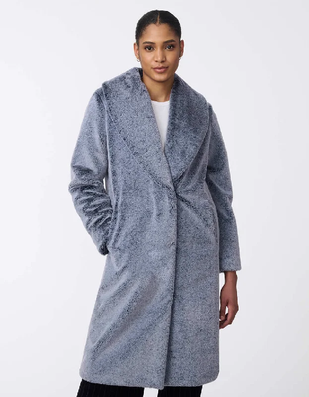 Luxe Plush Faux Fur Coat Casual Denim Jacket