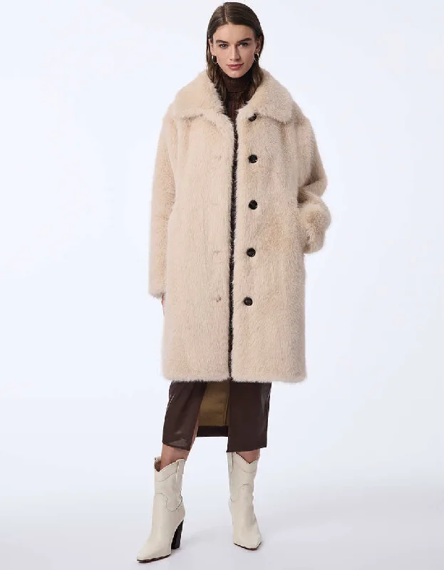 Regal Faux Fur Coat Cozy Knitted Poncho