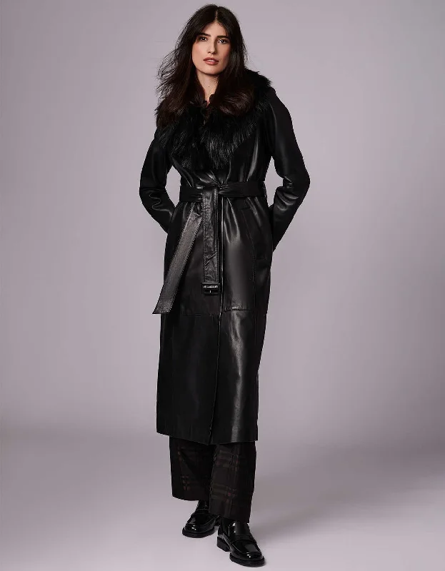 RSVP Leather Faux Fur Long Coat Cropped Tweed Jacket