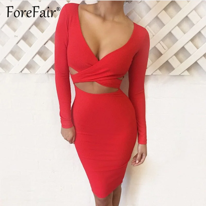 Sexy Midi Bodycon Red Black Long Sleeve Night Club Party Dress Tunics Party sparkling