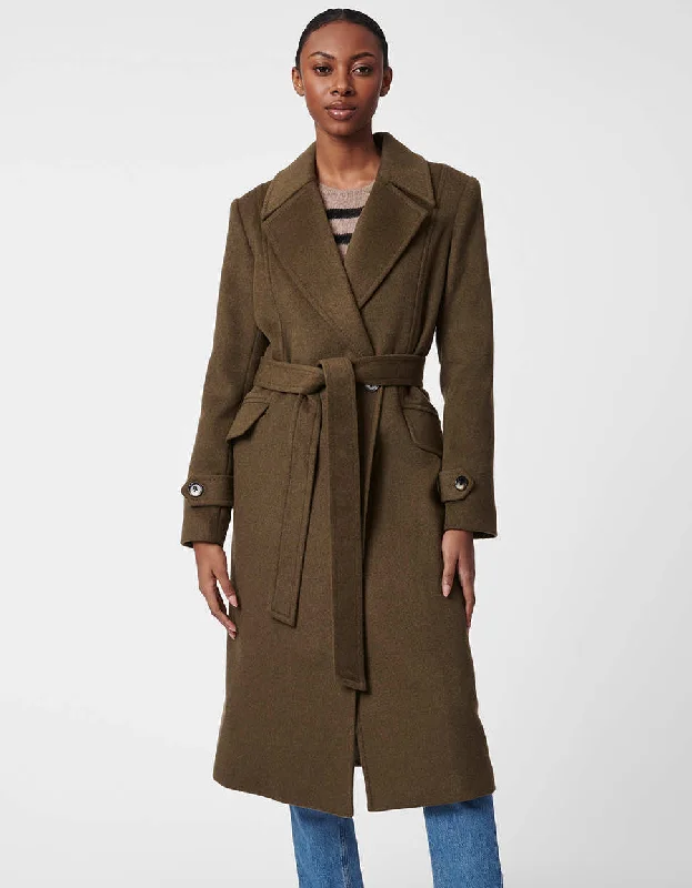 Signature Belted Wool Coat Drape Front Waterfall Coat