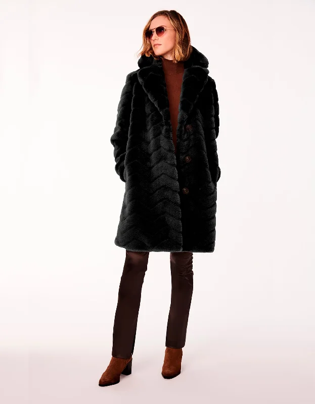 Zigzag Vegan Fur Coat Classic Riding Jacket