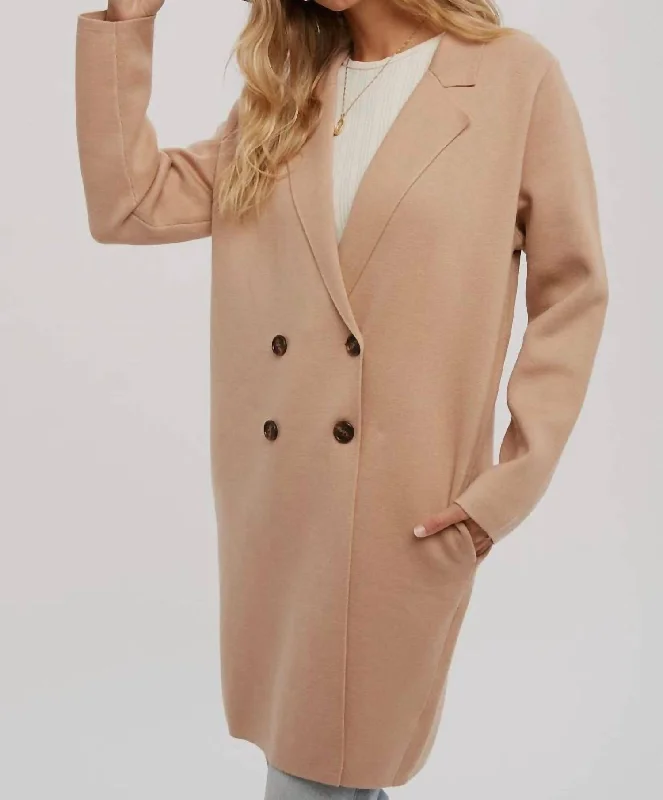 Classic Beige Coatigan Vegan Leather Trench