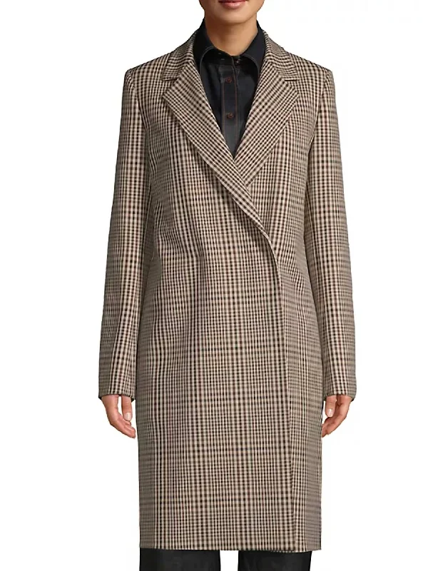 Emmalyse Plaid Coat In Melba Multi Draped Longline Jacket