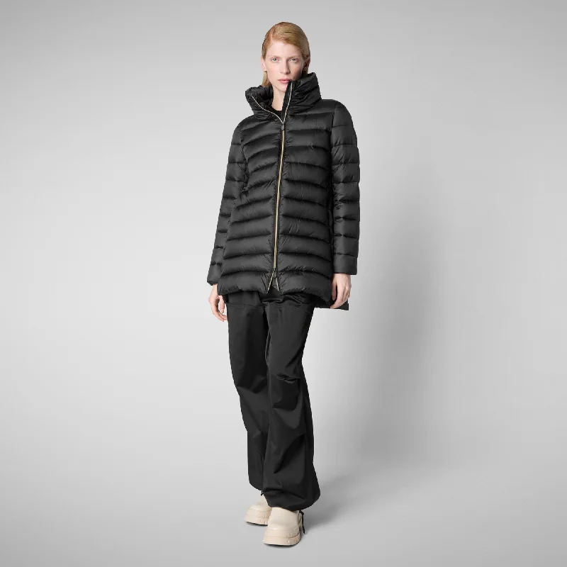 Women's Hooded Animal free Puffer Coat Lydia in black Insulated Snow Jacket