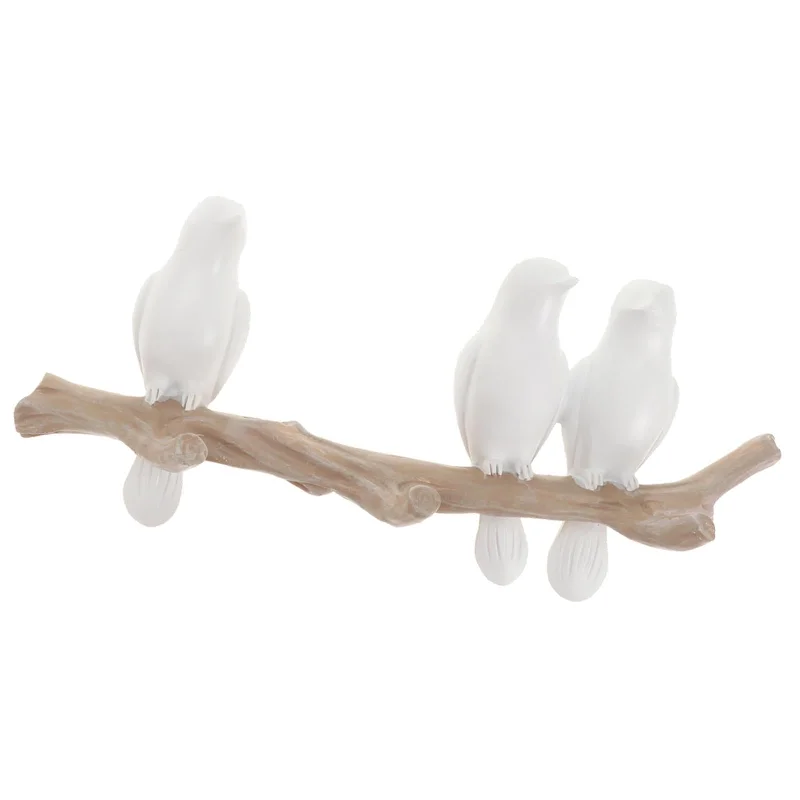 Max Maxb Wall Mounted Resin Coat Robe Hook Birds On tree Branch Hanger Rack 3 Birds Flowy Lightweight Kimono