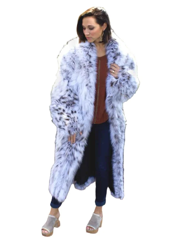 Custom Made Cat Lynx Belly Fur Coat Hooded Puffer Anorak