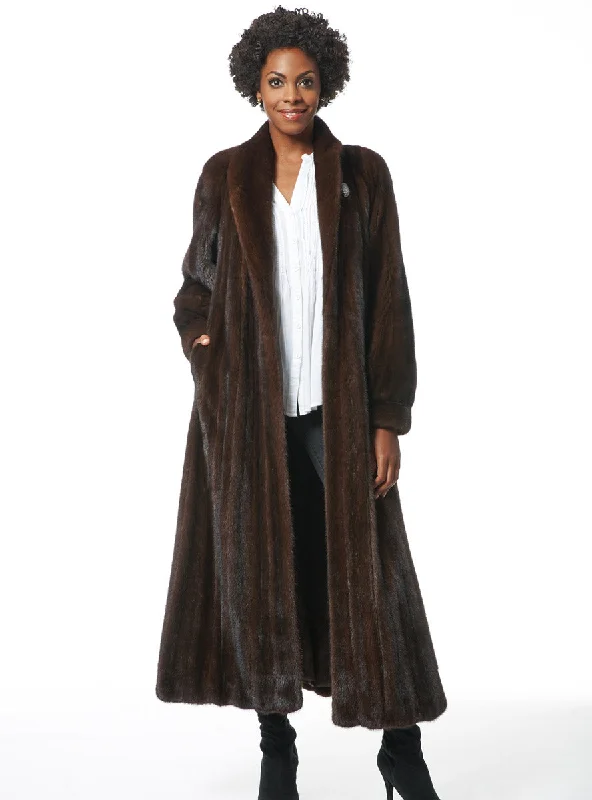 NAFA or SAGA Select Female Mink Fur Coat with Full Swing Ultra-Soft Sherpa Vest