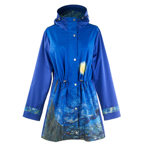 GALLERIA-510109-VAN GOGH STARRY NIGHT RAIN COAT Luxe Faux Fur Coat