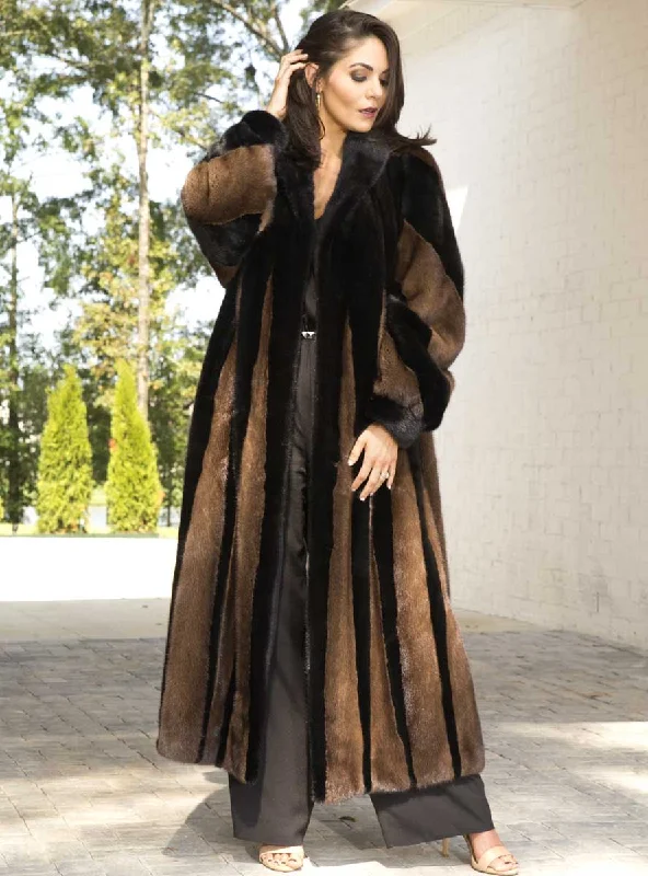 NAFA OR SAGA SELECT Two-Toned Mink Fur Coat Fur-Lined Aviator Coat