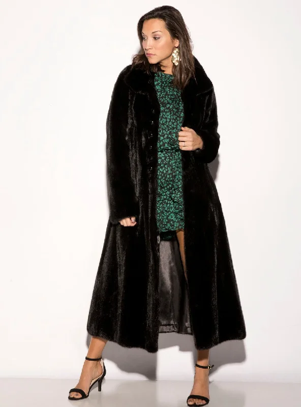 Women's Ranch SAGA Mink Fur Swing Coat Belted Crossover Blazer