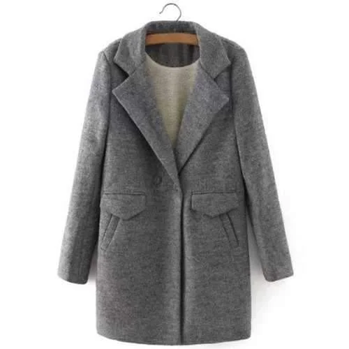 One Button Sherpa Fleece Spliced Coat - Gray L Relaxed Utility Shacket