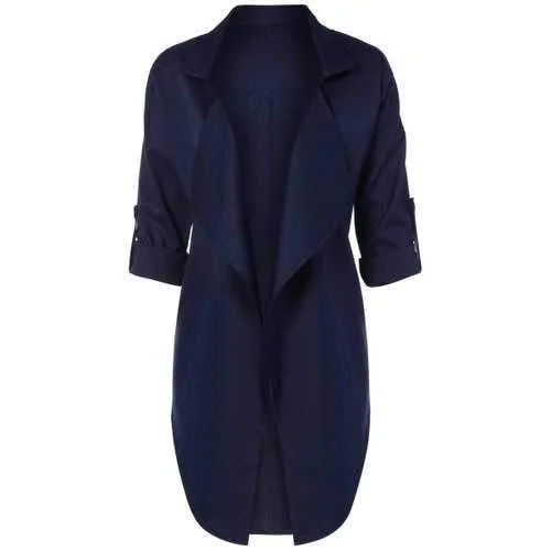 Open Front Coat - Purplish Blue Xl Casual Open-Front Coat