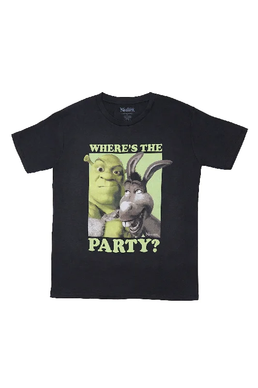 Shrek Where's The Party Graphic Relaxed Tee Front Pockets Side Pockets Patch Pockets