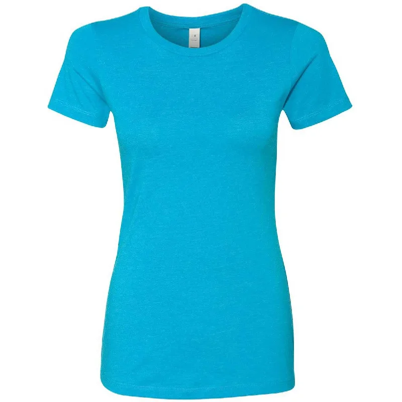 Next Level Women's Turquoise CVC Crew Tee Welt Pockets Slit Pockets