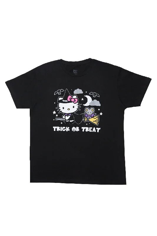 Hello Kitty Trick Or Treat Puff Print Graphic Relaxed Tee Layered Multi-layer Single Layer