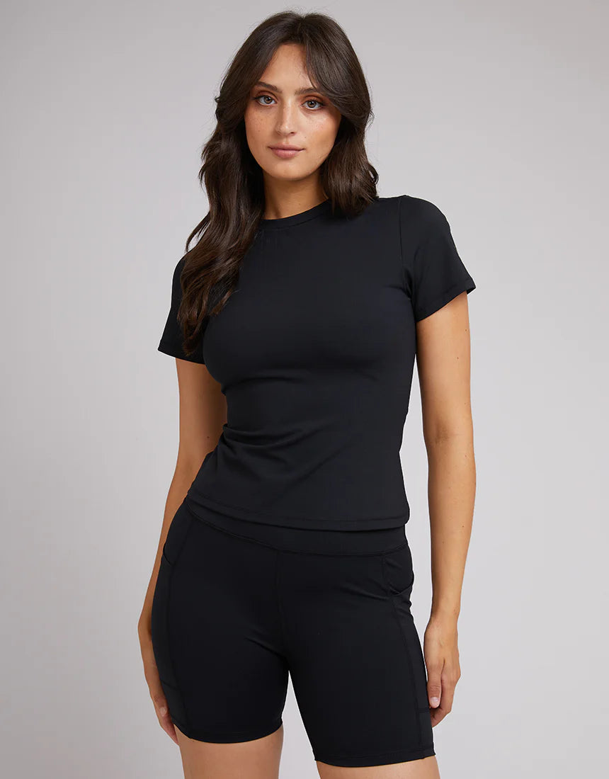 ALL ABOUT EVE Active Baby Womens Tee - Black Fashionable Trendy Casual