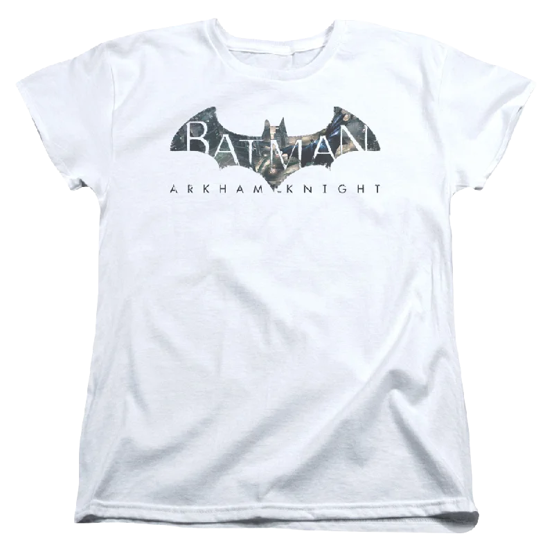 Batman - Arkham Descending Logo - Women's T-Shirt Zippered Front Buttoned Front Snap Front