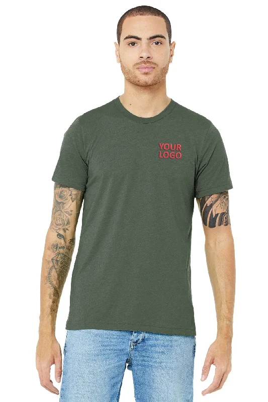 Bella Canvas Unisex Triblend T-Shirt, Military Green Front Pockets Side Pockets Patch Pockets